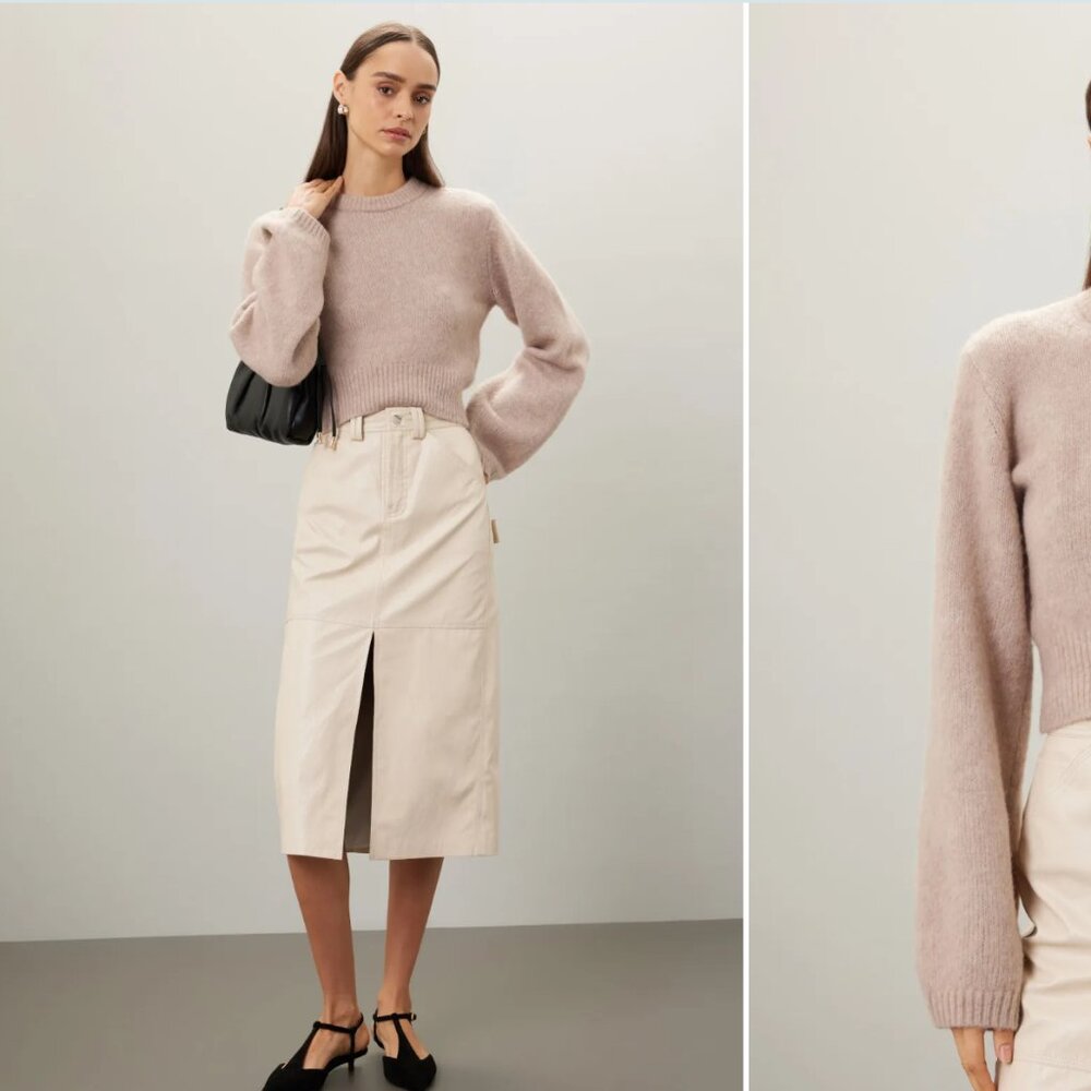 Club Monaco Cable Sleeve Sweater S beige